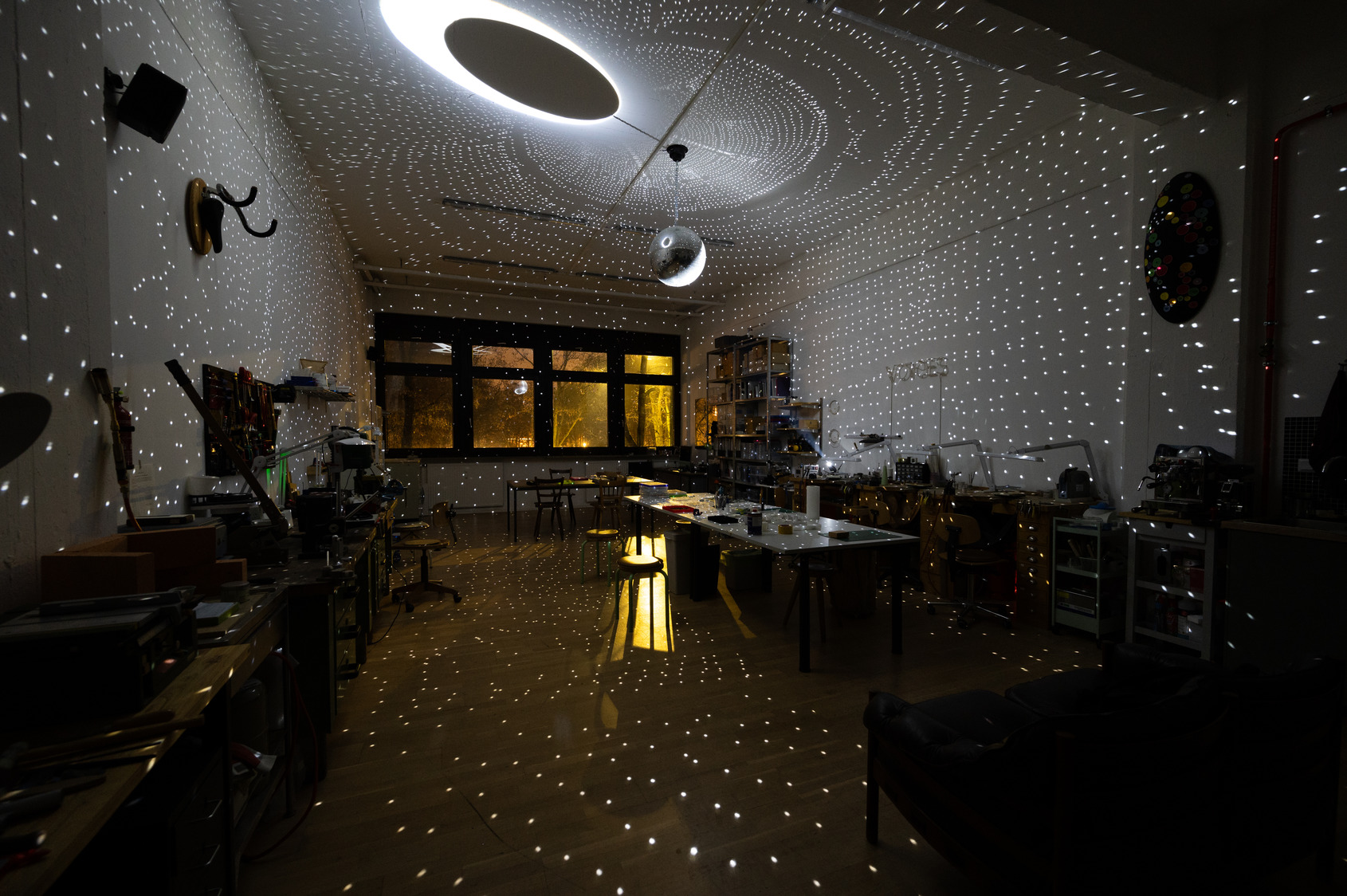 Jiro Kamata's studio. The starry stars from the disco ball. © courtesy of the artist 