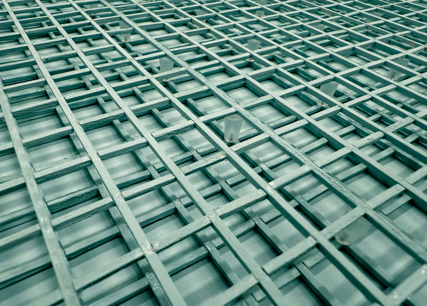 Tsung-Hsuan HSU, Jiangjun Village (detail), 2025, Keim mineral paint, aircraft plywood, rubber, pumice, plastic products, 60x120x6.5cm 