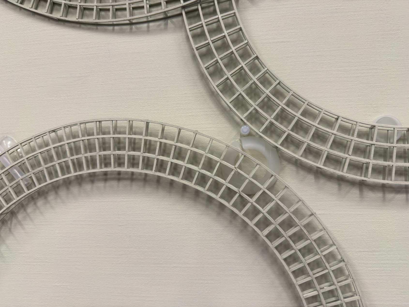 Tsung-Hsuan HSU, The Zoo (detail), 2025, Keim mineral paint, aircraft plywood, rubber, pumice, plastic products, 60x120x6.5cm 